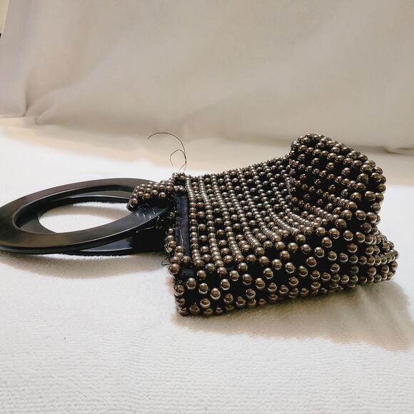 Cleobella Tanner Party black metallic beaded top handled bucket bag - Picture 4 of 7